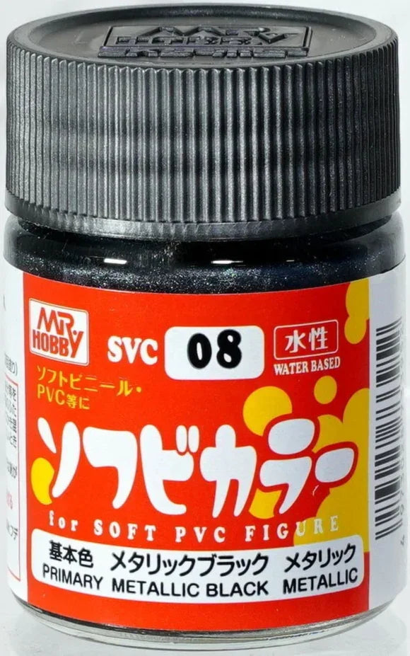 Mr. Hobby SVC08 Metallic Black for Soft PVC Figure Paint 18ml