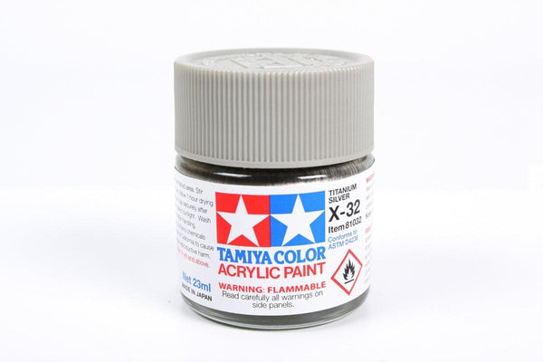 Tamiya 81032 X-32 Titanium Silver Acrylic Paint 23ml TAM81032 - A-Z Toy Hobby