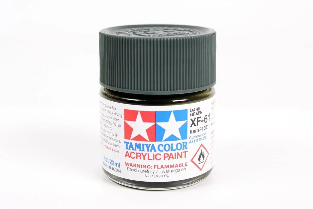 Tamiya 81361 XF-61 Dark Green Acrylic Paint 23ml TAM81361 - A-Z Toy Hobby