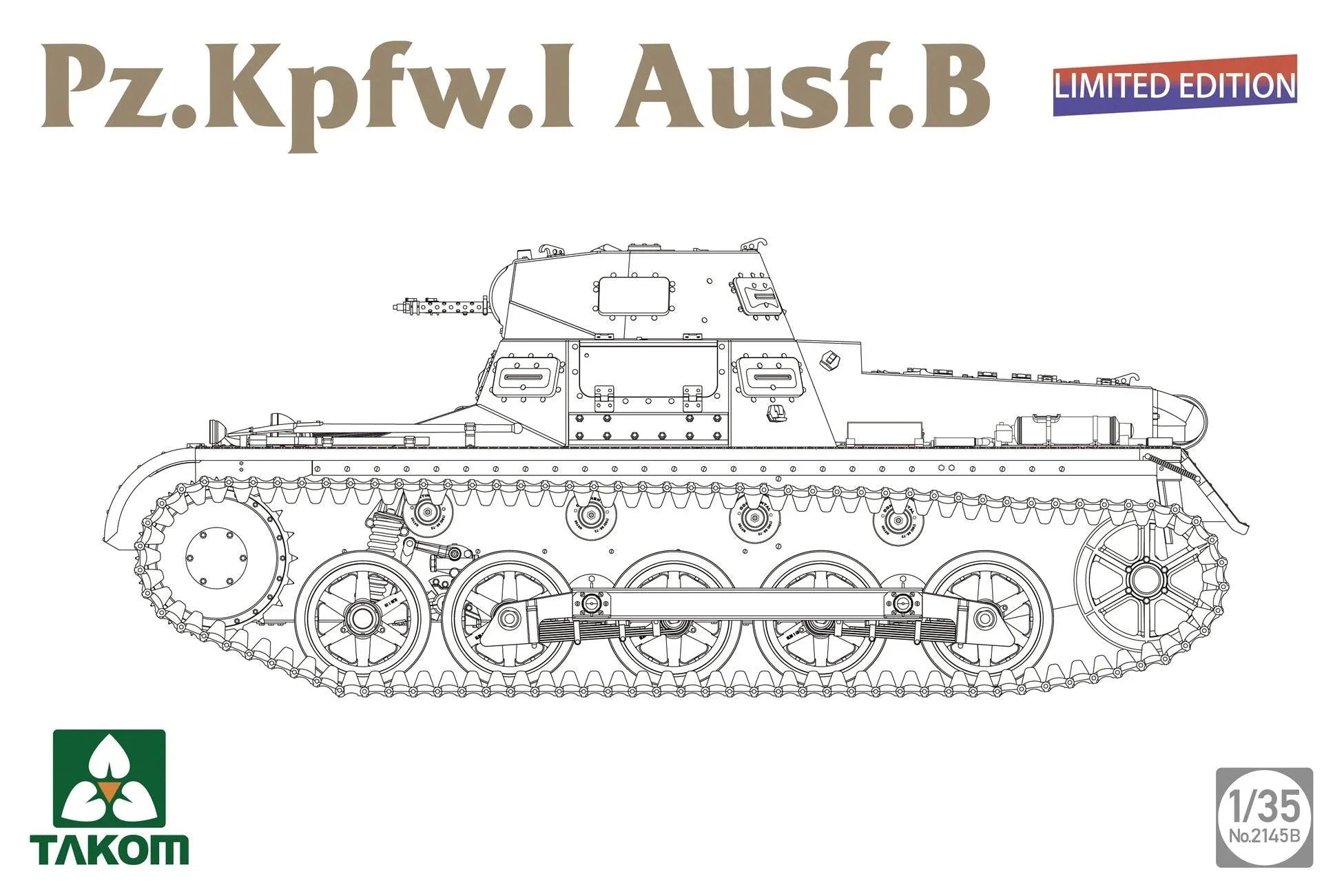 Takom 2145B Pz.Kpfw. I Ausf. B Limited Edition 1/35 Model Kit - A-Z Toy Hobby