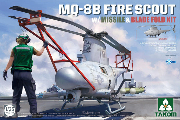 Takom 2169 MQ-8B Fire Scout w/ Missile & Blade Fold Kit 1/35 Model Kit - A-Z Toy Hobby
