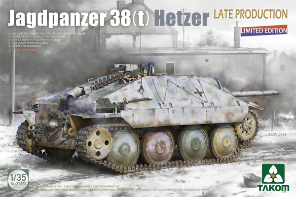 Takom 2172X Jagdpanzer 38(T) Hetzer Late Production 1/35 Model Kit - A-Z Toy Hobby