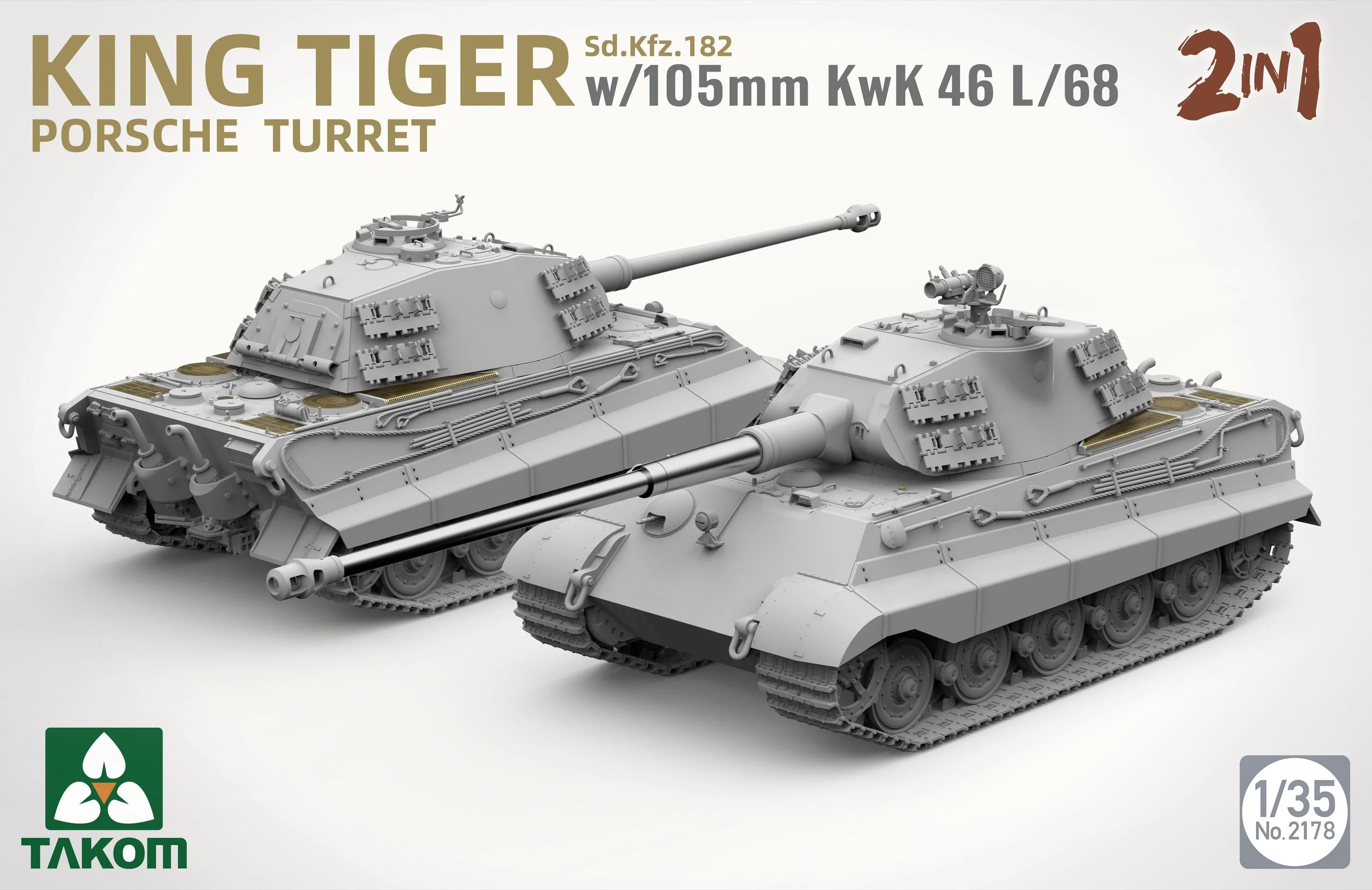 Takom 2178 King Tiger W/105Mm KwK 46L/68 1/35 Model Kit - A-Z Toy Hobby