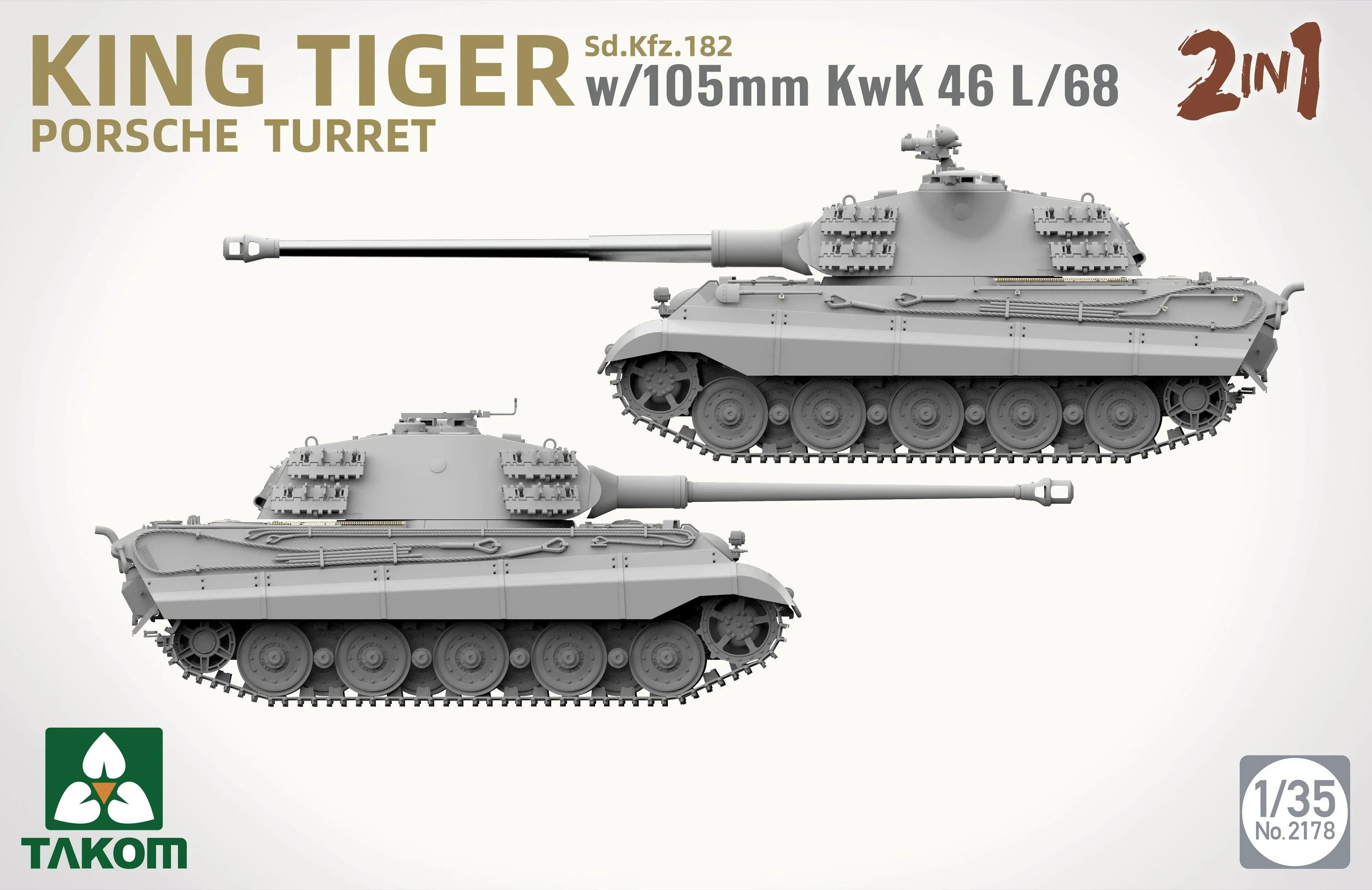 Takom 2178 King Tiger W/105Mm KwK 46L/68 1/35 Model Kit - A-Z Toy Hobby