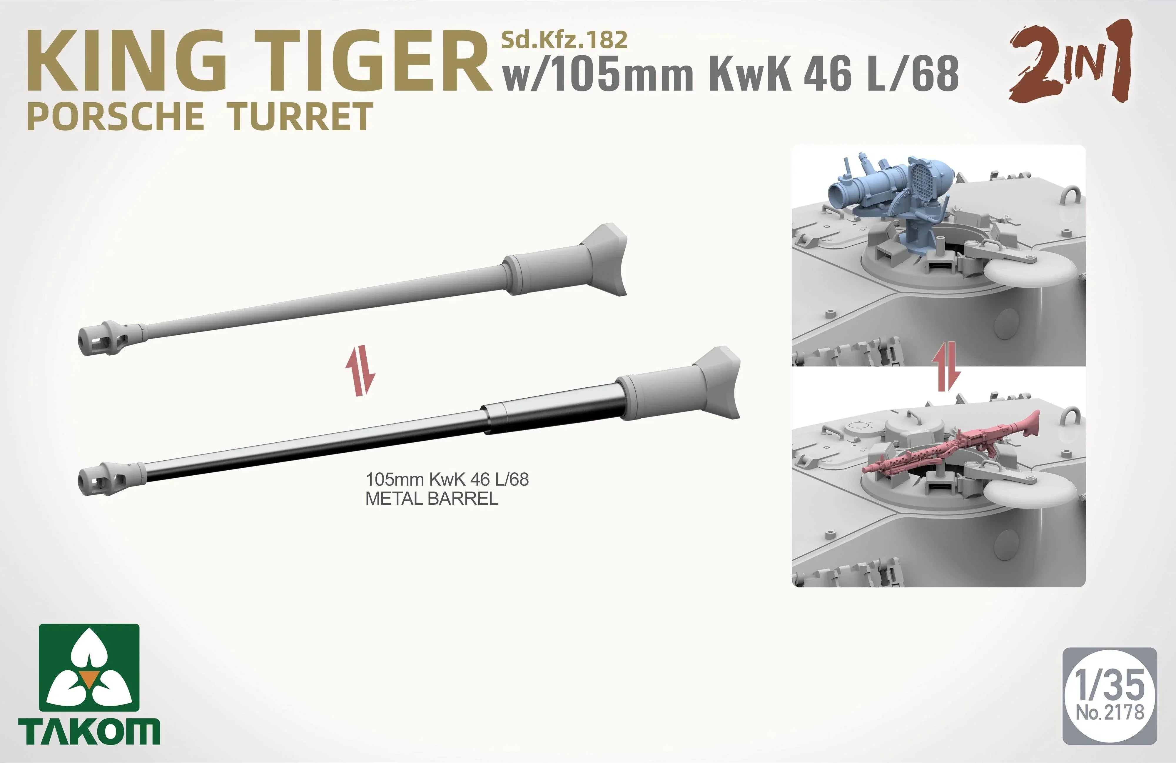 Takom 2178 King Tiger W/105Mm KwK 46L/68 1/35 Model Kit - A-Z Toy Hobby