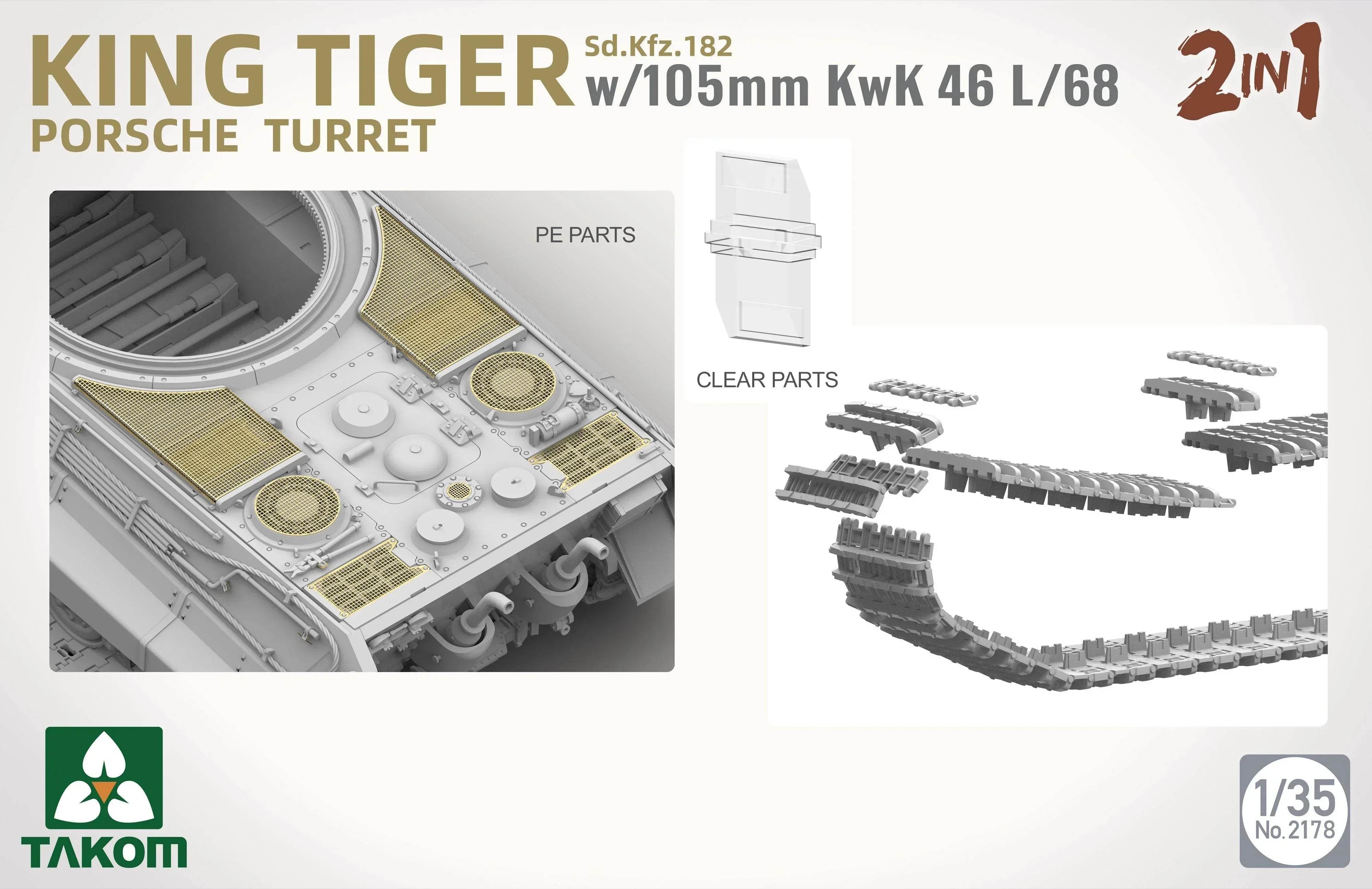 Takom 2178 King Tiger W/105Mm KwK 46L/68 1/35 Model Kit - A-Z Toy Hobby