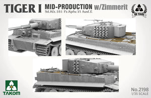 Takom 2198 Tiger I Mid Production w/Zimmerit Sd.Kfz.181 Pz.Kpfw.VI Ausf.E 1/35 Model Kit - A-Z Toy Hobby