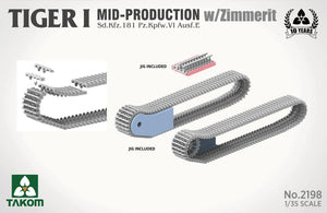 Takom 2198 Tiger I Mid Production w/Zimmerit Sd.Kfz.181 Pz.Kpfw.VI Ausf.E 1/35 Model Kit - A-Z Toy Hobby