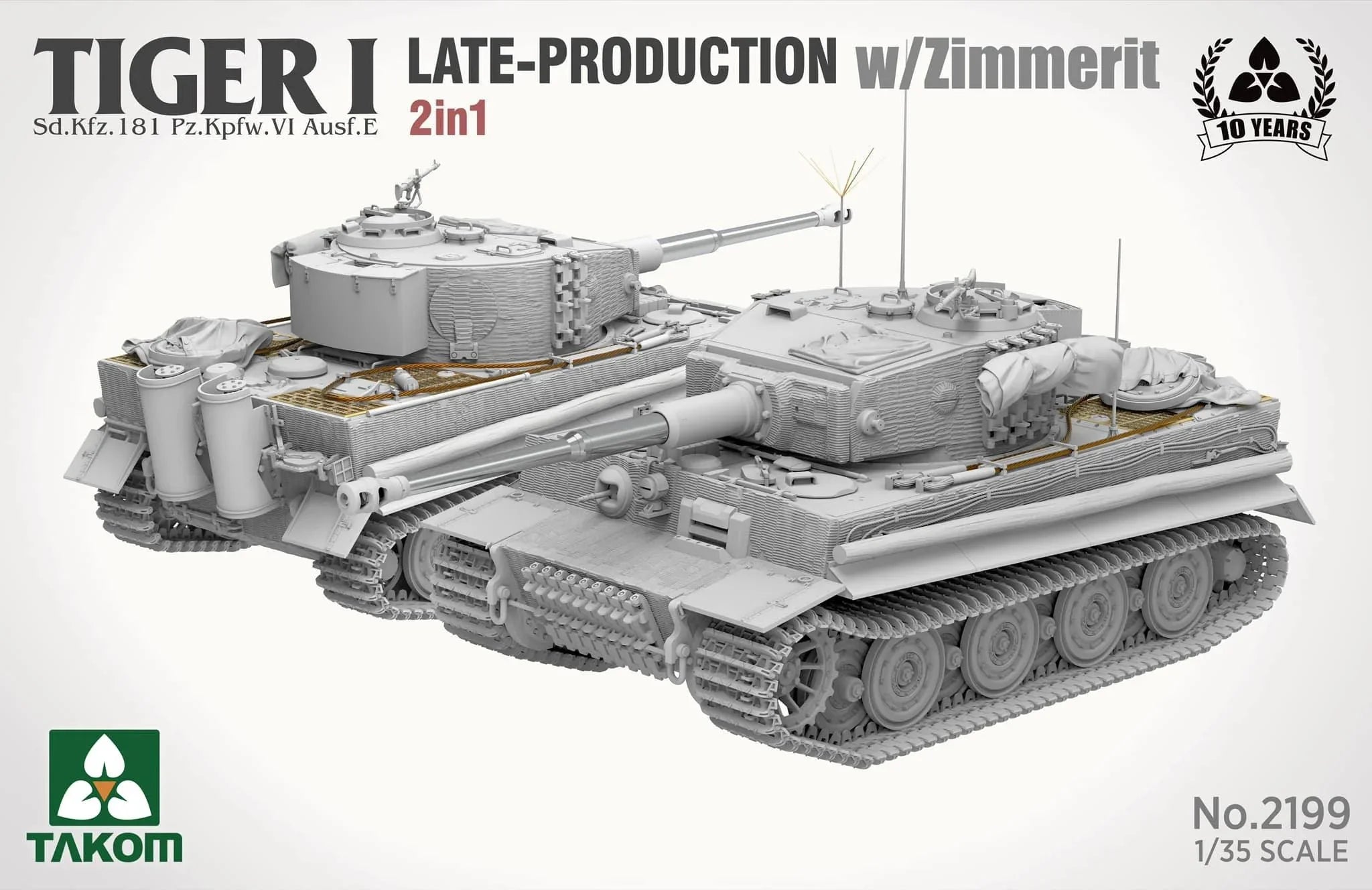 Takom 2199 Tiger I Late Production w/Zimmerit (Late/Late Command) 2 in 1 1/35 Model Kit - A-Z Toy Hobby