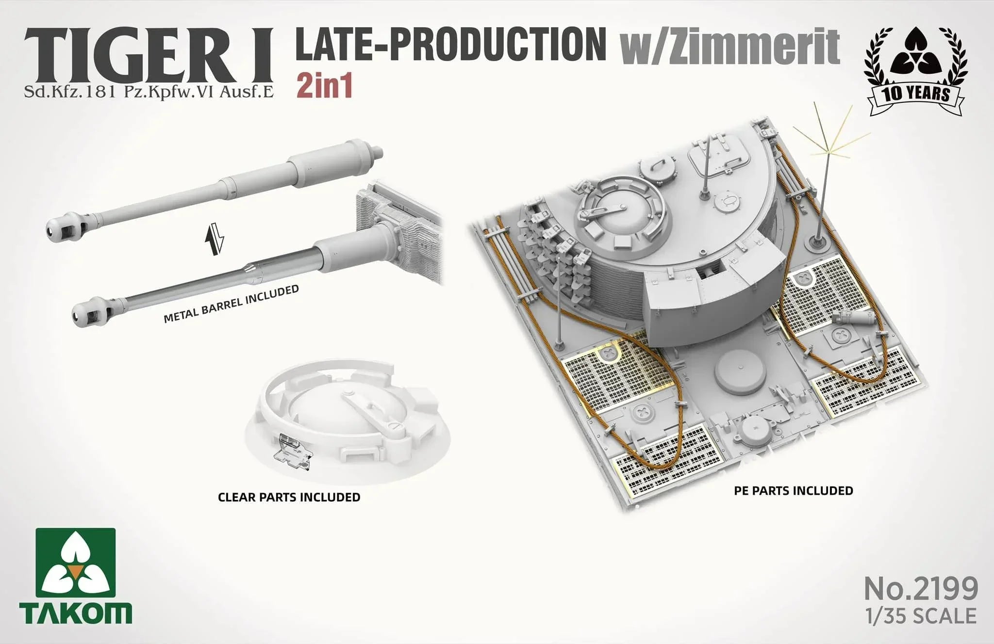 Takom 2199 Tiger I Late Production w/Zimmerit (Late/Late Command) 2 in 1 1/35 Model Kit - A-Z Toy Hobby