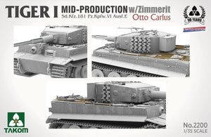 Takom 2200 Tiger I Mid Production w/Zimmerit Otto Carius (Limited edition) 1/35 Model Kit - A-Z Toy Hobby