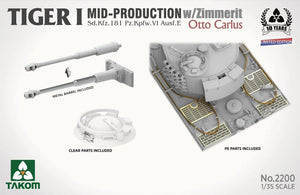 Takom 2200 Tiger I Mid Production w/Zimmerit Otto Carius (Limited edition) 1/35 Model Kit - A-Z Toy Hobby