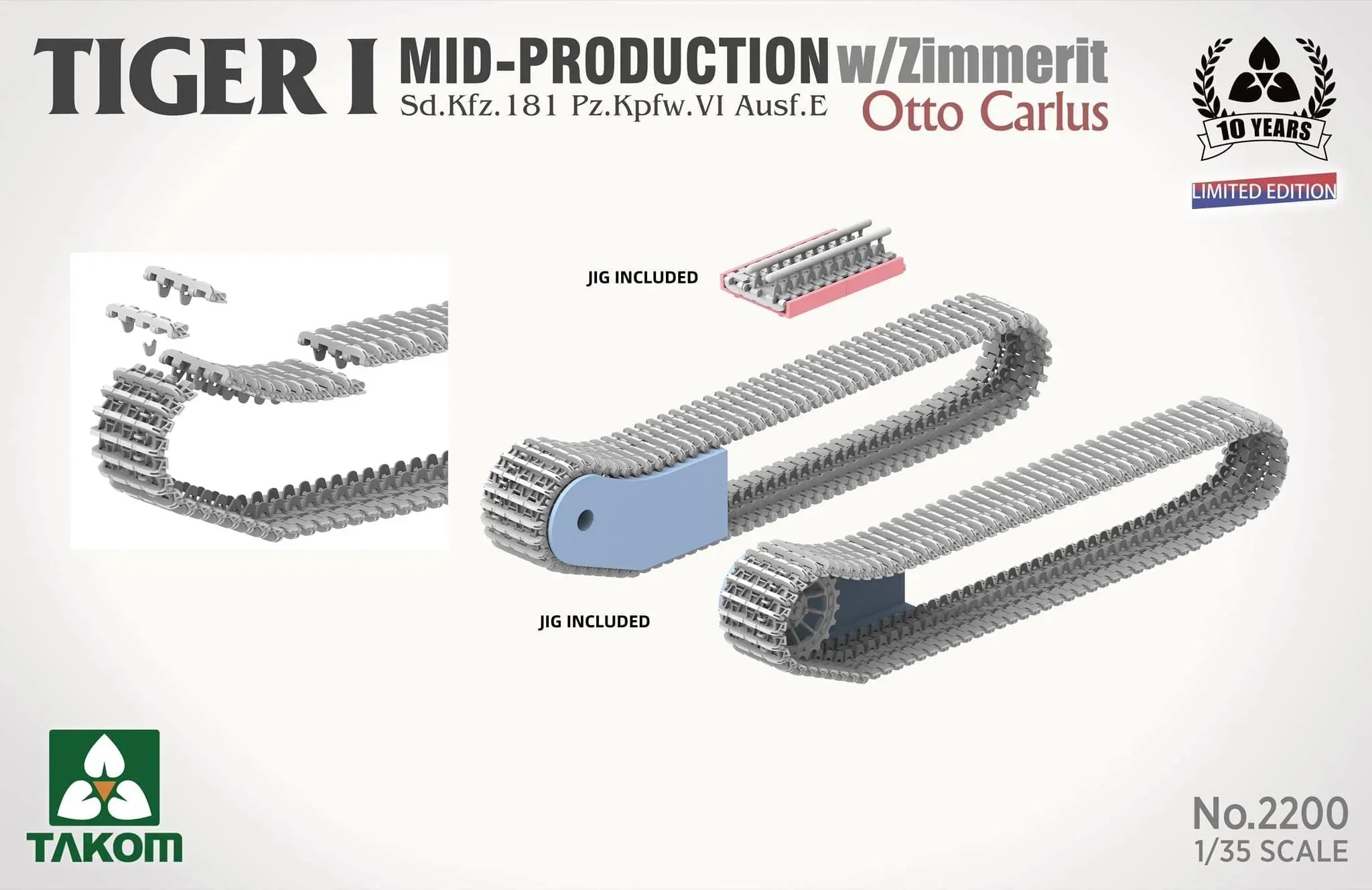 Takom 2200 Tiger I Mid Production w/Zimmerit Otto Carius (Limited edition) 1/35 Model Kit - A-Z Toy Hobby