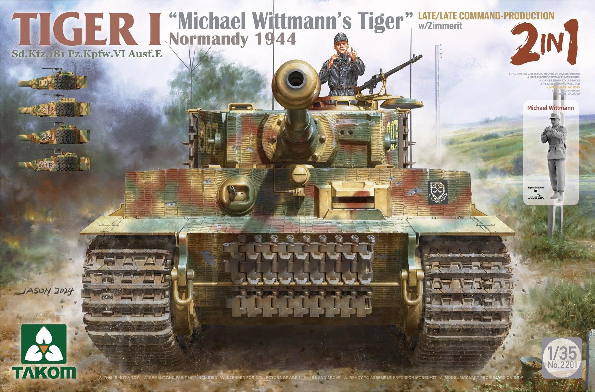 Takom 2201 Tiger I Late Production Tank w/Michael Wittmann Figure (2 in 1) 1/35 Model Kit - A-Z Toy Hobby