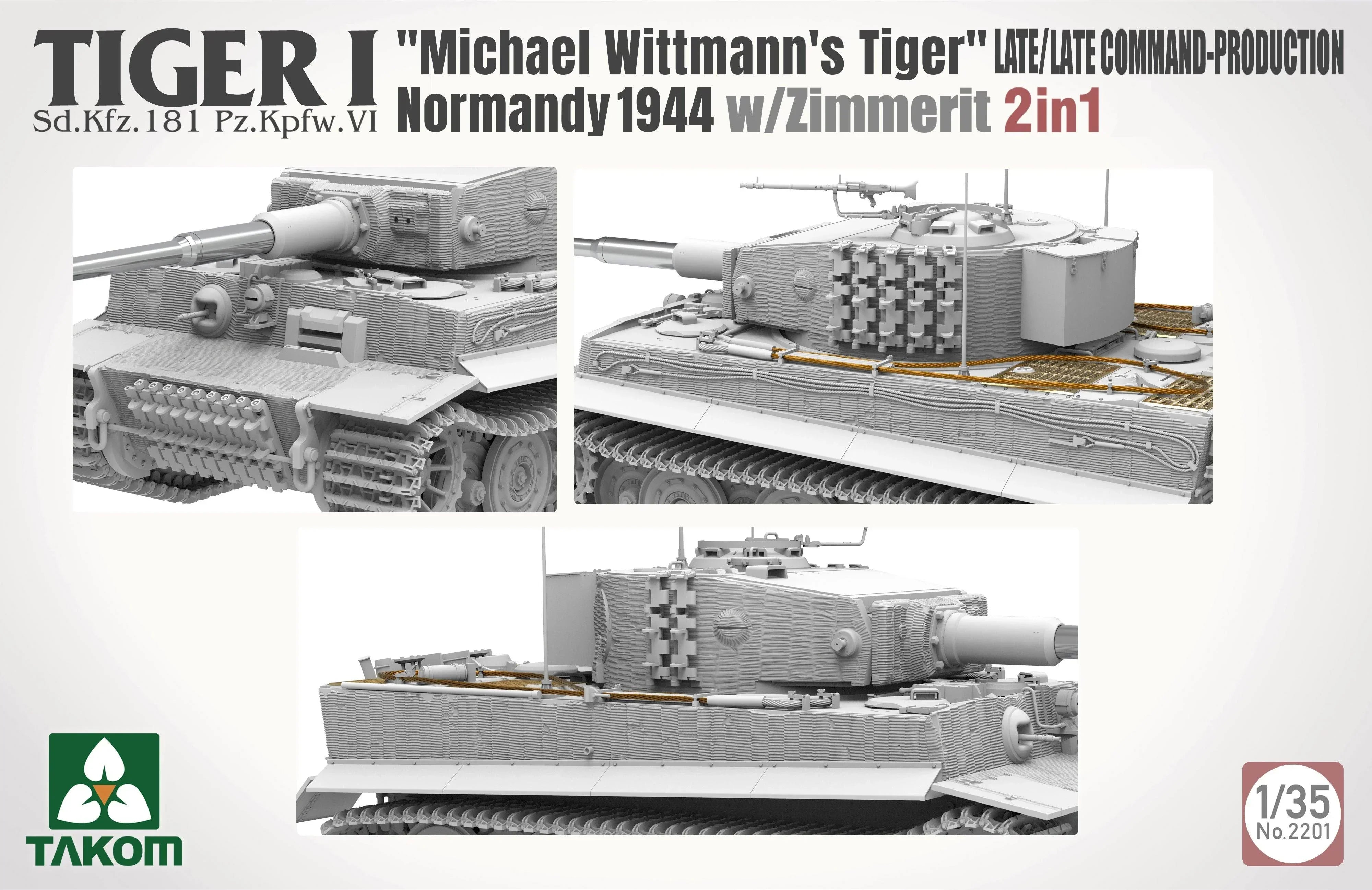 Takom 2201 Tiger I Late Production Tank w/Michael Wittmann Figure (2 in 1) 1/35 Model Kit - A-Z Toy Hobby