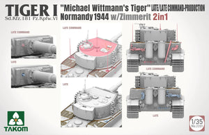 Takom 2201 Tiger I Late Production Tank w/Michael Wittmann Figure (2 in 1) 1/35 Model Kit - A-Z Toy Hobby