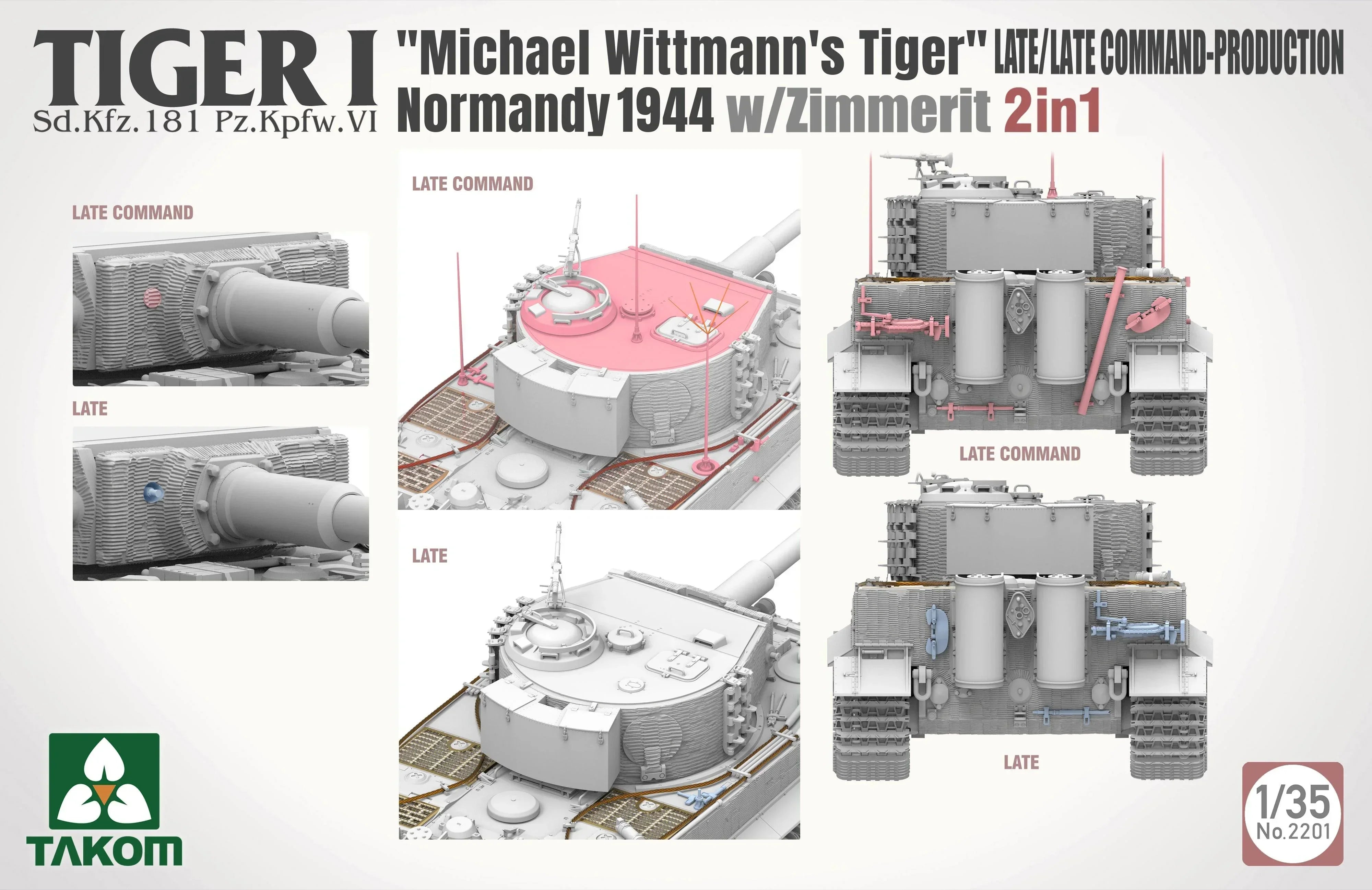 Takom 2201 Tiger I Late Production Tank w/Michael Wittmann Figure (2 in 1) 1/35 Model Kit - A-Z Toy Hobby
