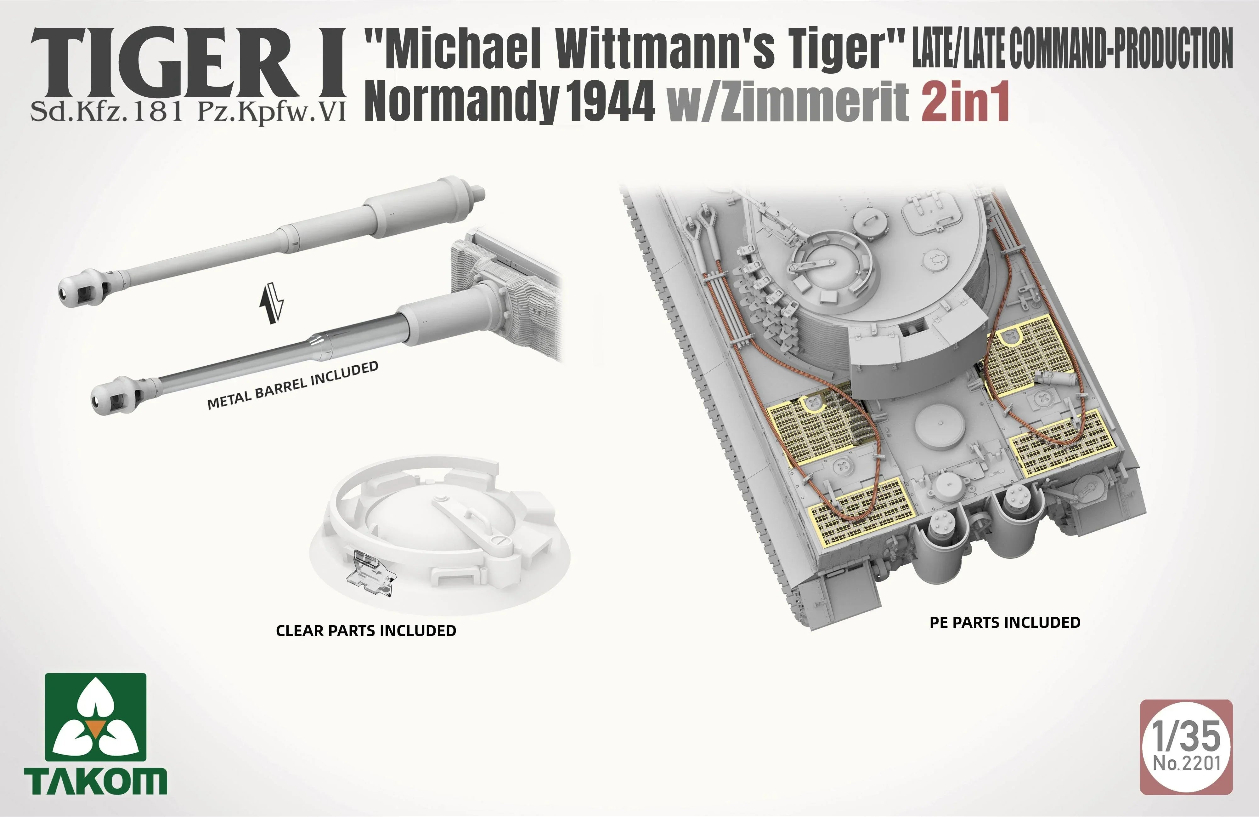 Takom 2201 Tiger I Late Production Tank w/Michael Wittmann Figure (2 in 1) 1/35 Model Kit - A-Z Toy Hobby