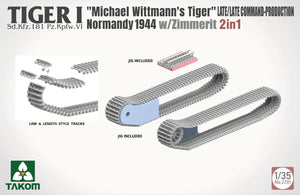 Takom 2201 Tiger I Late Production Tank w/Michael Wittmann Figure (2 in 1) 1/35 Model Kit - A-Z Toy Hobby