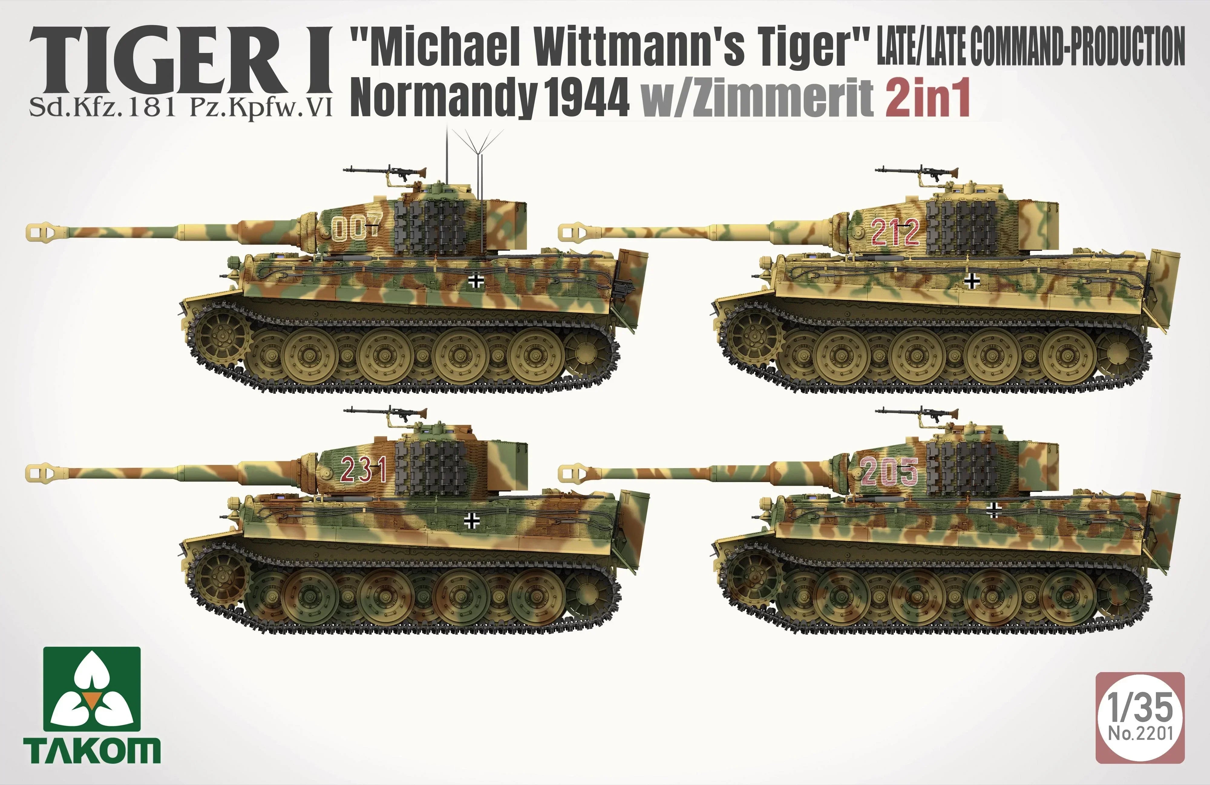 Takom 2201 Tiger I Late Production Tank w/Michael Wittmann Figure (2 in 1) 1/35 Model Kit - A-Z Toy Hobby