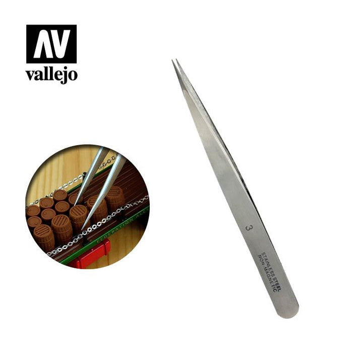 Vallejo Straight Fine Tweezers T12003 - A-Z Toy Hobby