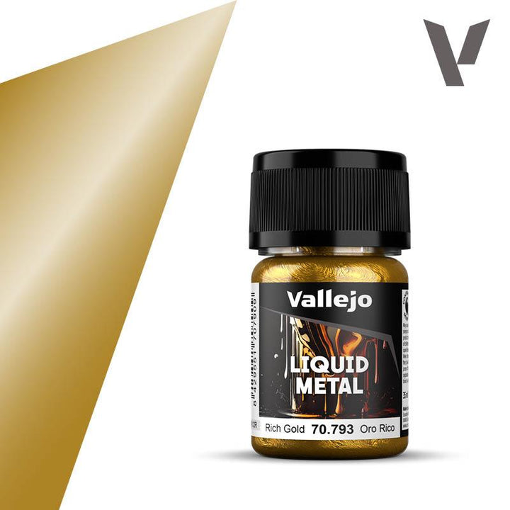 Vallejo 70793 Liquid Metal - Rich Gold Paint 35ml - A-Z Toy Hobby