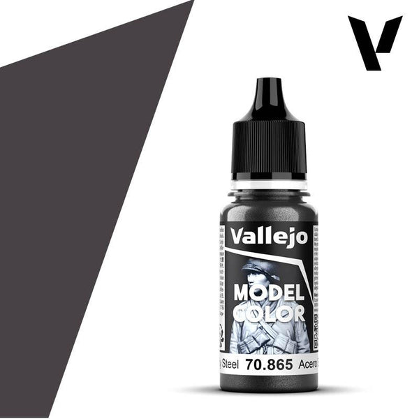 Vallejo 70865 Model Color 196 Oily Steel Acrylic Paint 18ml - A-Z Toy Hobby