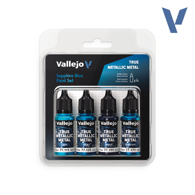 Vallejo 77256 True Metallic Metal Sapphire Blue Paint Set