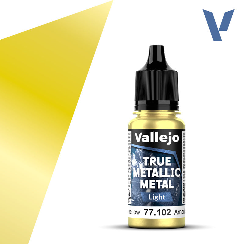 Vallejo 77102 True Metallic Metal Radiant Yellow (Light) Paint 18ml