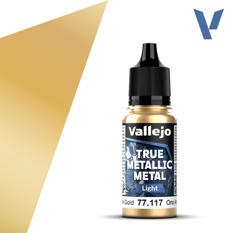 Vallejo 77117 True Metallic Metal Arcane Gold (Light) Paint 18ml
