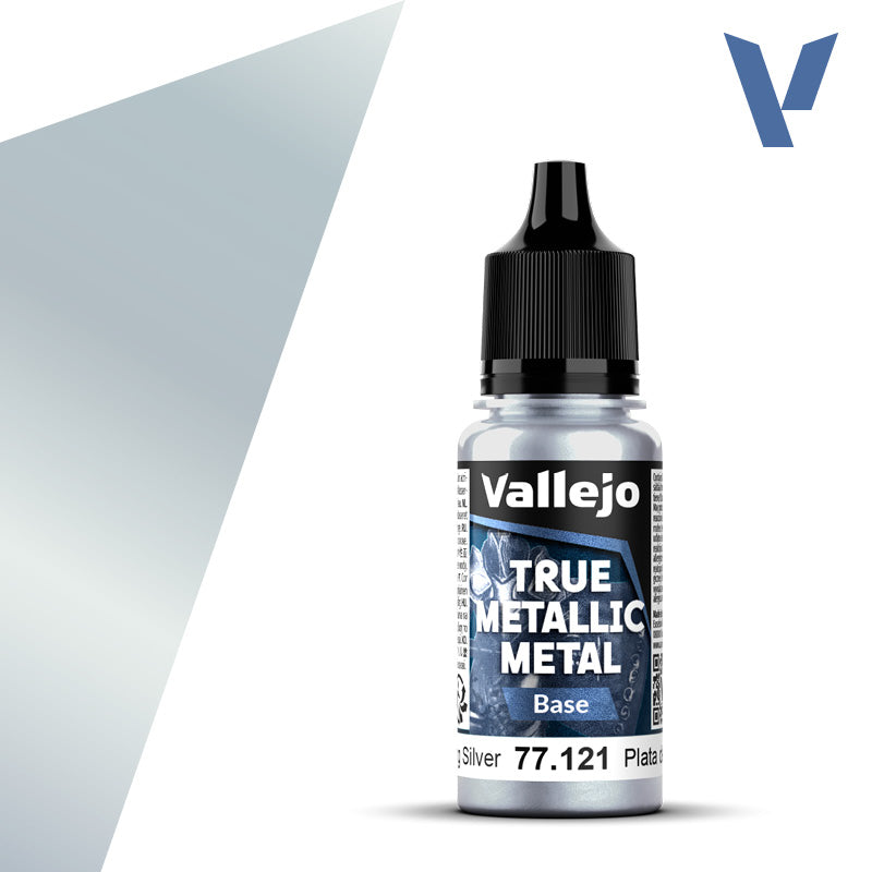 Vallejo 77121 True Metallic Metal Sterling Silver (Base) Paint 18ml
