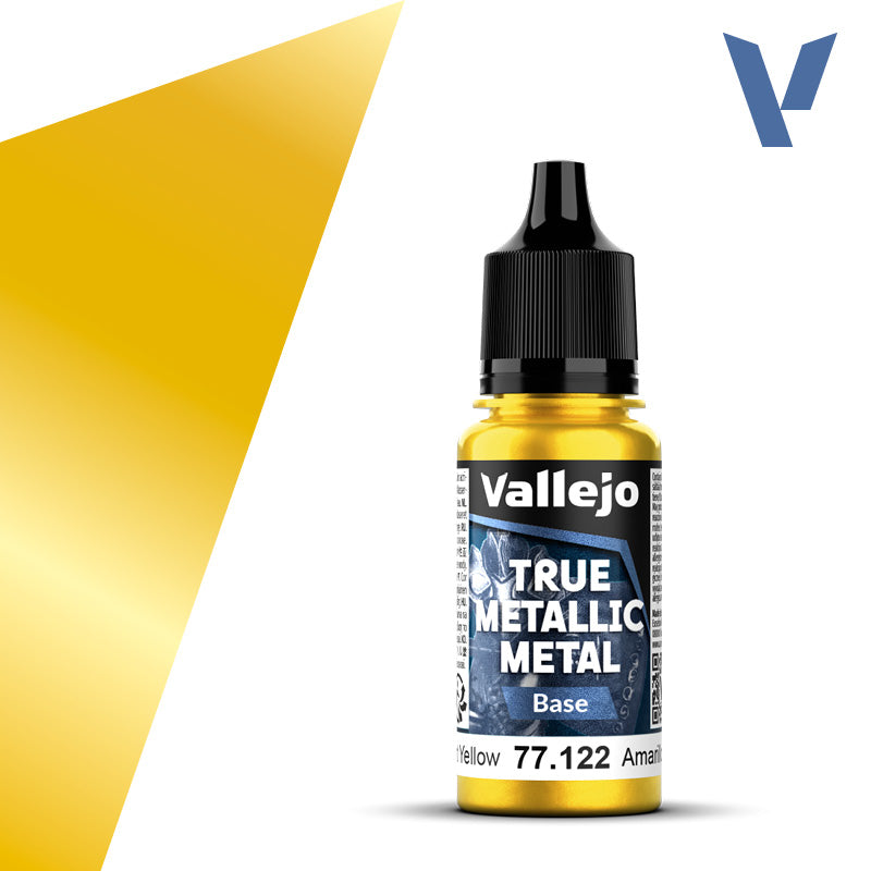 Vallejo 77122 True Metallic Metal Radiant Yellow (Base) Paint 18ml