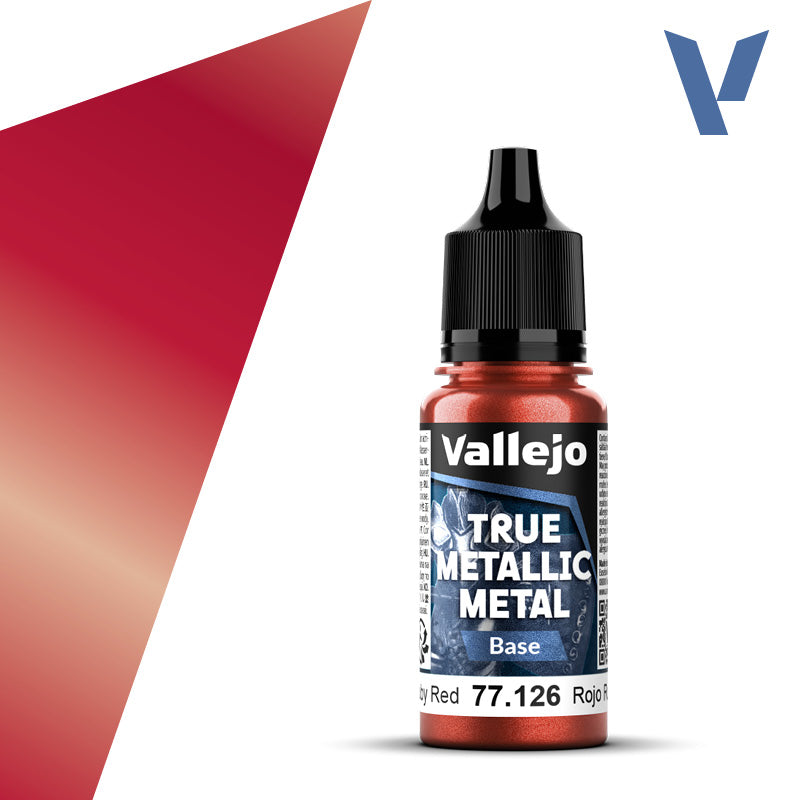 Vallejo 77126 True Metallic Metal Ruby Red (Base) Paint 18ml