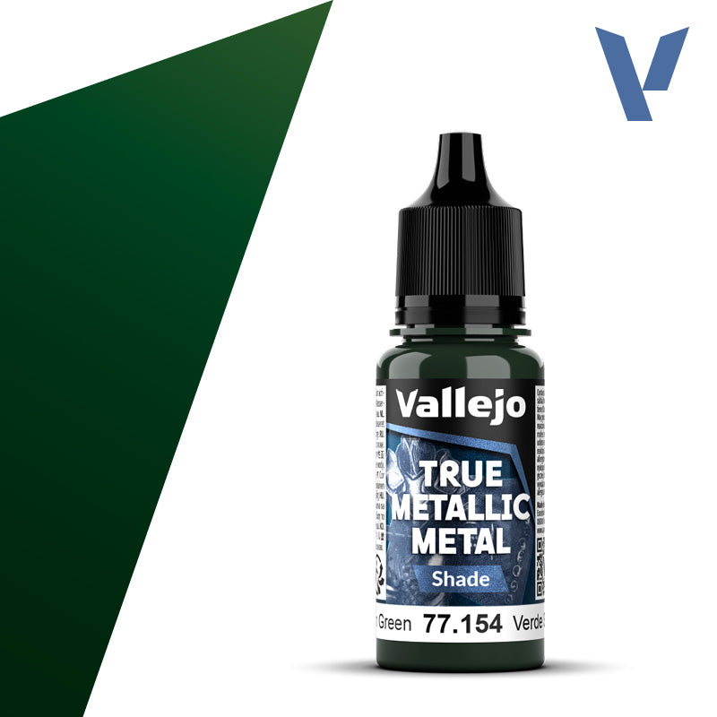 Vallejo 77154 True Metallic Metal Dusken Green (Shade) Paint 18ml