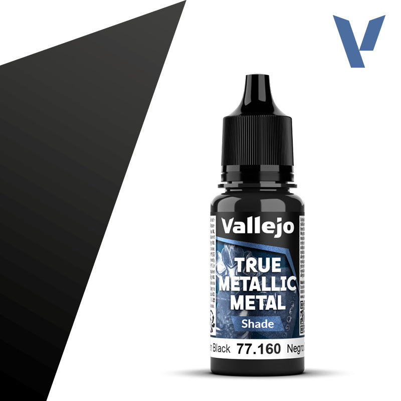 Vallejo 77160 True Metallic Metal Obsidian Black (Shade) Paint 18ml