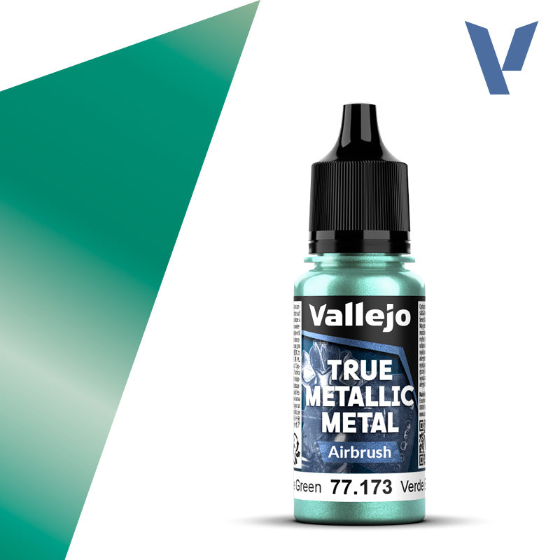 Vallejo 77173 True Metallic Metal Beetle Green (Airbrush) Paint 18ml