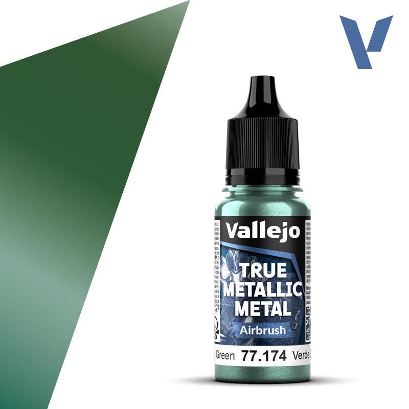 Vallejo 77174 True Metallic Metal Dusken Green (Airbrush) Paint 18ml