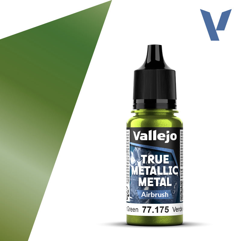 Vallejo 77175 True Metallic Metal Amber Green (Airbrush) Paint 18ml