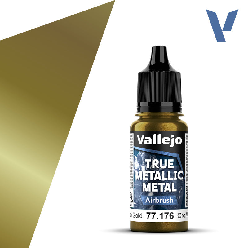 Vallejo 77176 True Metallic Metal Greenish Gold (Airbrush) Paint 18ml