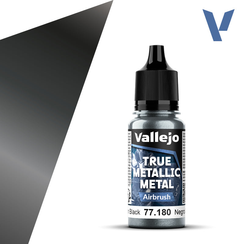 Vallejo 77180 True Metallic Metal Obsidian Black (Airbrush) Paint 18ml