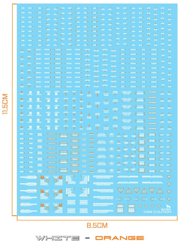 Delpi Mechanical Caution Water Decal for 1/144 (White + Orange)