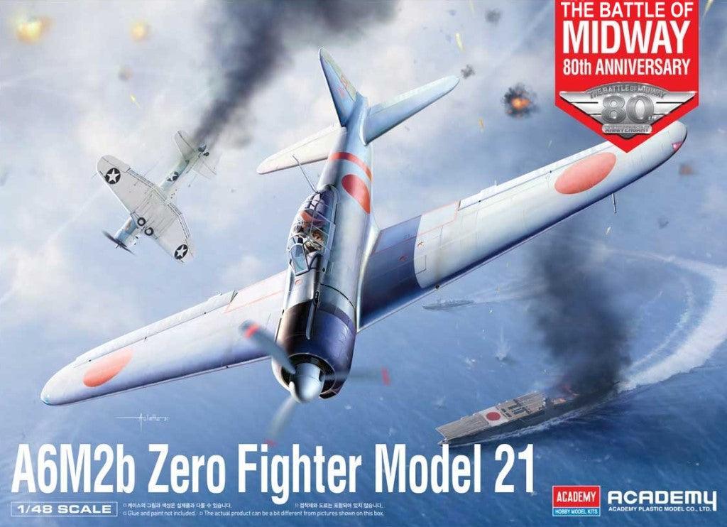 Academy 12352 A6M2b Zero Fighter Model 21 Battle of Midway 1/48 Model Kit - A-Z Toy Hobby