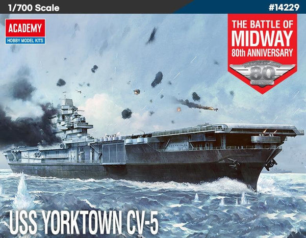 Academy 14229 USS Yorktown CV-5 "Battle of Midway" 1/700 Model Kit - A-Z Toy Hobby