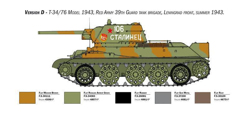 Italeri 6570 T-34/76 Model 1943 Tank Premium Edition 1/35 Model Kit - A-Z Toy Hobby