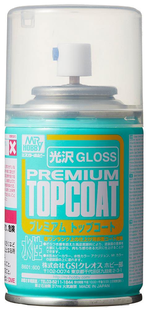 Mr. Hobby B601 Mr. Premium Top Coat Gloss Spray Paint 88ml - A-Z Toy Hobby