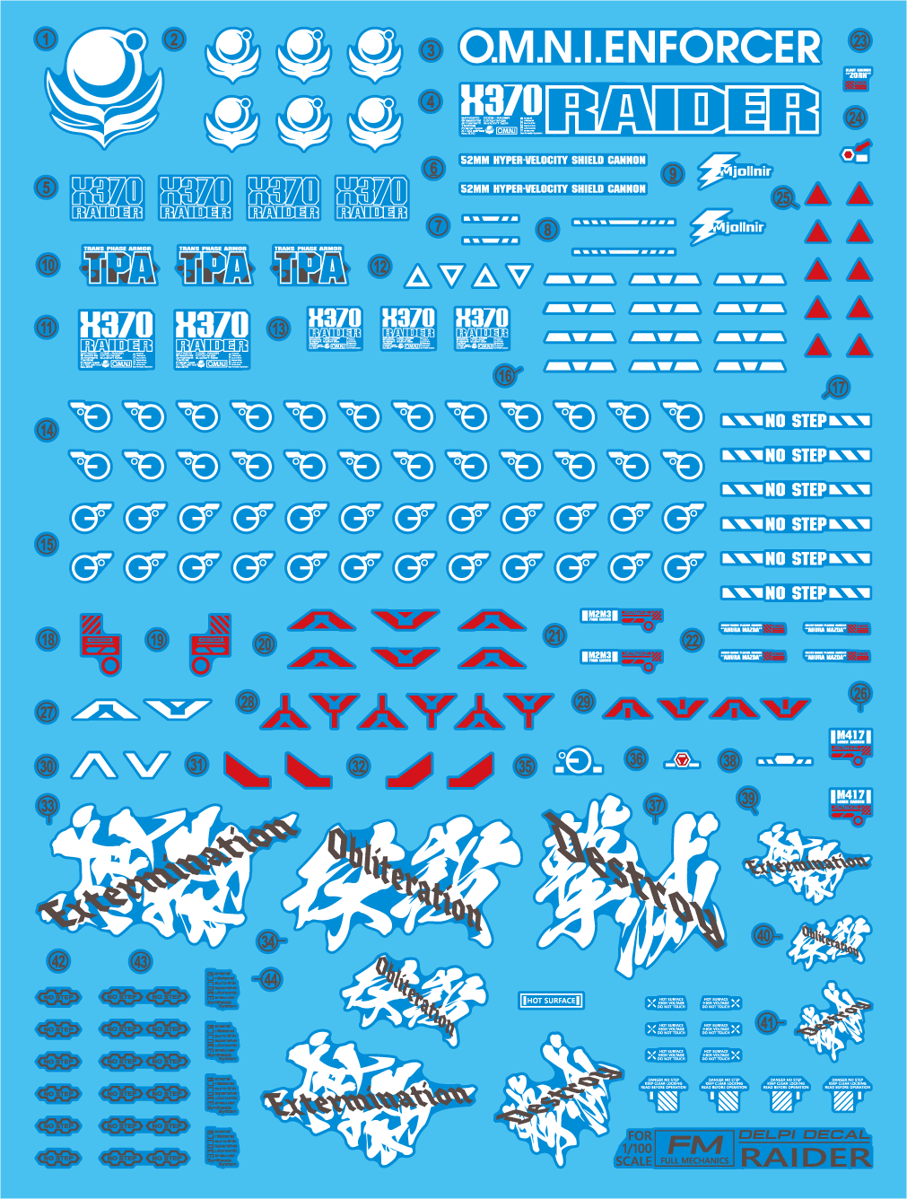 Delpi Water Decal For Full Mechanics Raider Gundam - A-Z Toy Hobby