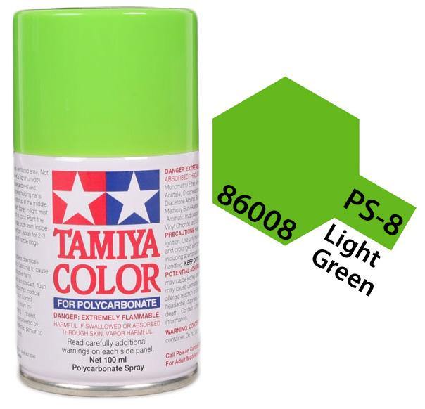 Tamiya 86008 PS-8 Light Green Polycarbonate Spray Paint 100ml TAM86008 - A-Z Toy Hobby