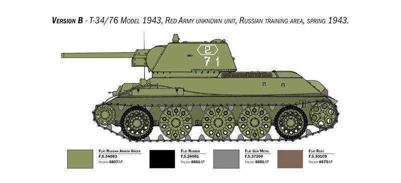 Italeri 6570 T-34/76 Model 1943 Tank Premium Edition 1/35 Model Kit - A-Z Toy Hobby