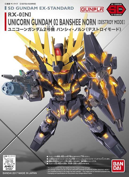 Bandai 015 Unicorn Gundam 02 Banshee Norn (Destroy Mode) SD EX-Standard Model Kit - A-Z Toy Hobby