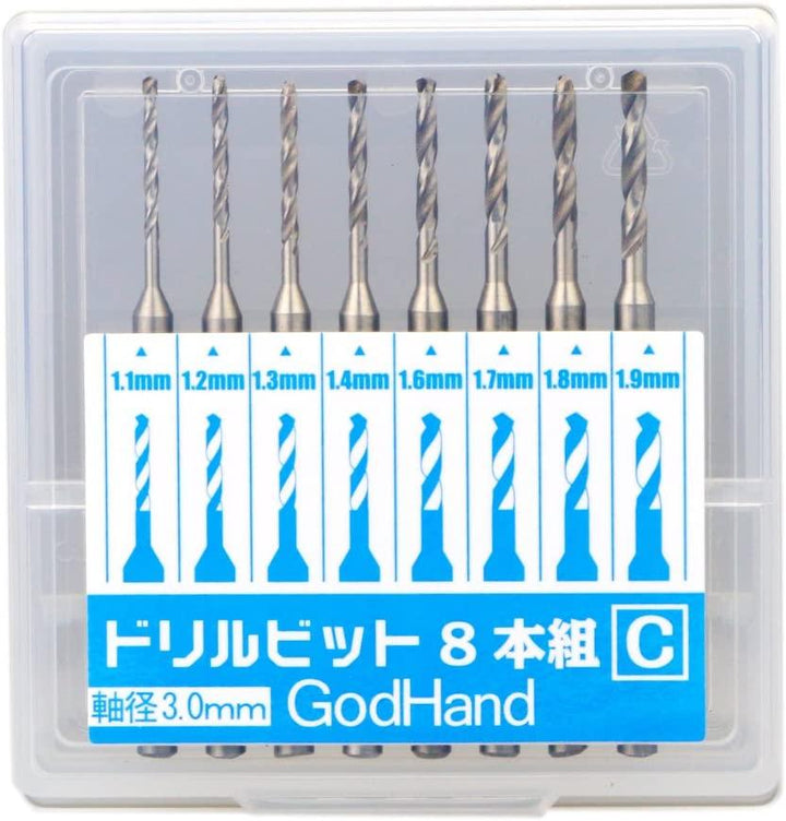 GodHand Drill Bit Set C of 8 1.1mm-1.9mm GH-DB-8C - A-Z Toy Hobby